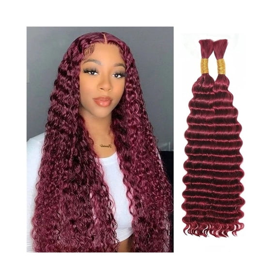99J Burgundy Deep Wave Bulk Human Hair for Braiding No Weft Curly Brazilian Virgin Hair Extensions