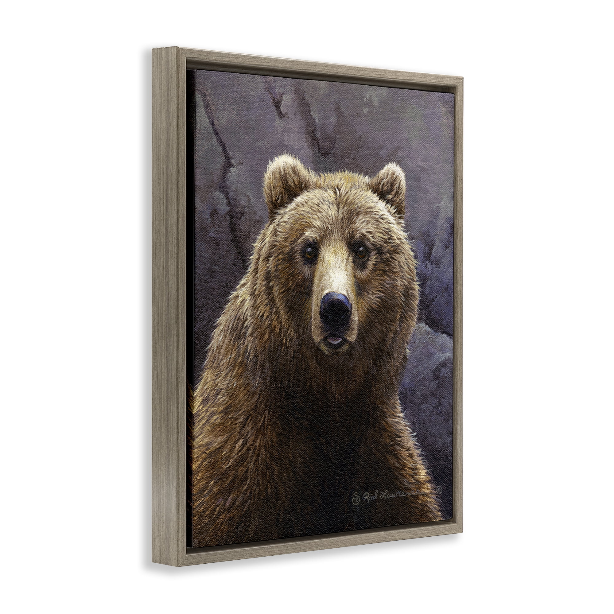 Stupell Industries Surprised Bear Portrait Animals Painting Brown Floater Framed Canvas Art Print Wall Art, 25 x 31