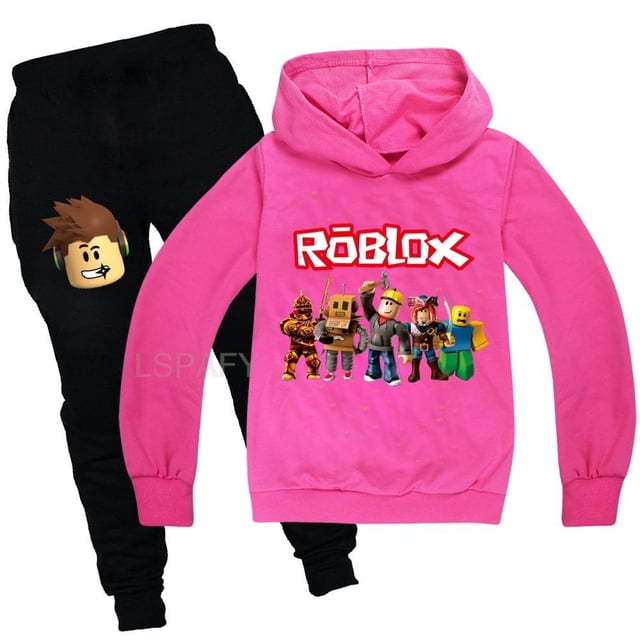 ROBLOX-Conjunto de ropa para niños pequeños, Sudadera con capucha y pantalones de dibujos animados, de 2 piezas chándal, disfraz de Cosplay
