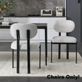 thumbnail image 2 of Hassch Modern Dining Chairs Set of 2, Armless Side Chairs with Fabric Upholstered Seat & Back, Curved Ergonomic Back, Black Metal Legs, Beige, 2 of 7
