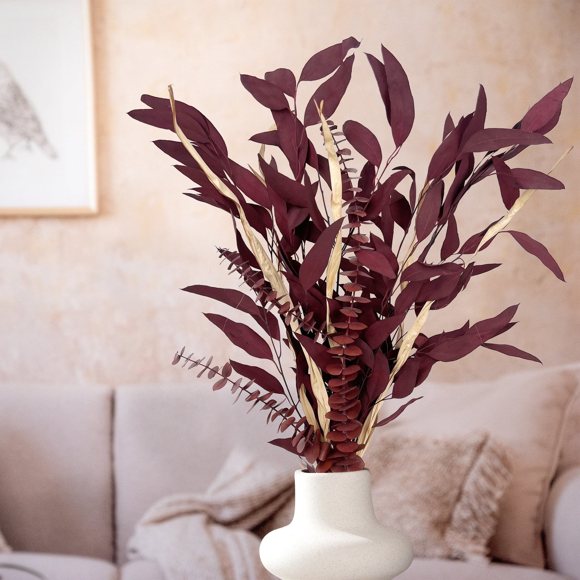 (2 pack) Dried Eucalyptus Mix Red Bouquet