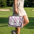 thumbnail image 4 of COEQINE Golf Cart Seat Cover Blanket Towel Accessories, Portable Foldable Design with Carry Handle, Universal Fit for EZGO/Yamaha/Club Car with 4 Pockets, Purple Bow Golf Diamond Pattern, 4 of 8