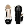 thumbnail image 5 of Allegra K Platform Bow T Strap Chunky Hesl Pumps for Women Black 8, 5 of 6