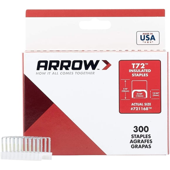 Staples Arrow Fastener T72, acero aislante, paquete de 300 unidades