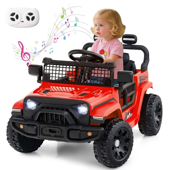 Gymax Kids Ride on Car Truck 12V Battery Powered Electric Vehicle w/ Foldable Mirrors Red