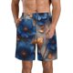 thumbnail image 1 of Balery Elegant Blue Gold Blooms Traje de Baño Estilo Hawaiano para Hombre, Shorts de Secado Rápido con Bolsillos-Medium, 1 of 6
