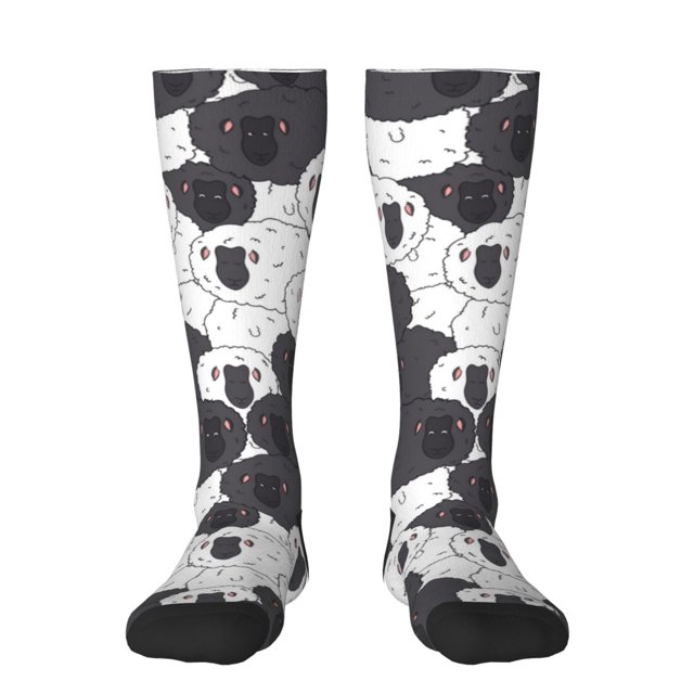 Fotbe Black And White Sheeps Calcetas Divertidas Estampadas para Hombre y Mujer, Calcetas de Algodón hasta la Rodilla para Caminar, Correr, Enfermería y Embarazo
