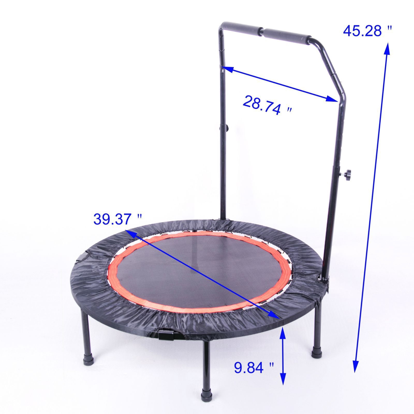 Luxvie Mini Exercise Trampoline, Black, 40.00" x 40.00" x 45.28"