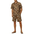 thumbnail image 4 of Camisas impresas de animales INSPIRE CHIC para hombres, conjunto hawaiano de 2 piezas, atuendo de verano, S amarillo, 4 of 4
