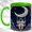 Green, variant on Astronaut Crescent Moon Coffee Mug, Starry Space Mug, Ceramic 11 oz