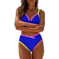 thumbnail image 6 of cocolona Womens High Waisted Bikini Sets V Neck Color Block Two-Piece Swimsuits Vacation Beach Bathing Suit, 6 of 7