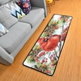 thumbnail image 3 of SKYSONIC 2'X6' Vintage Cardinal Birds Fir Branch Runner Rug with Rubber Backing, Watercolor Christmas Red Berries Non Slip Entryway Rug Runner Washable Soft Area Rug Carpet, 3 of 6