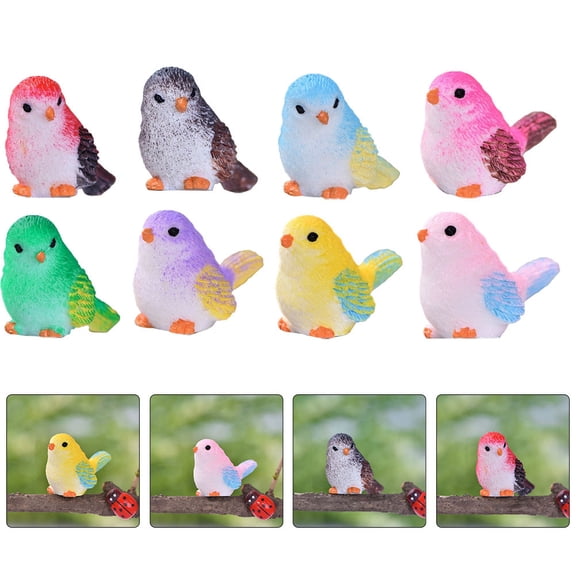ADDHAT Set of 16 Resin Bird Figurines in Assorted Colors for Desktop Decoration and Home Display