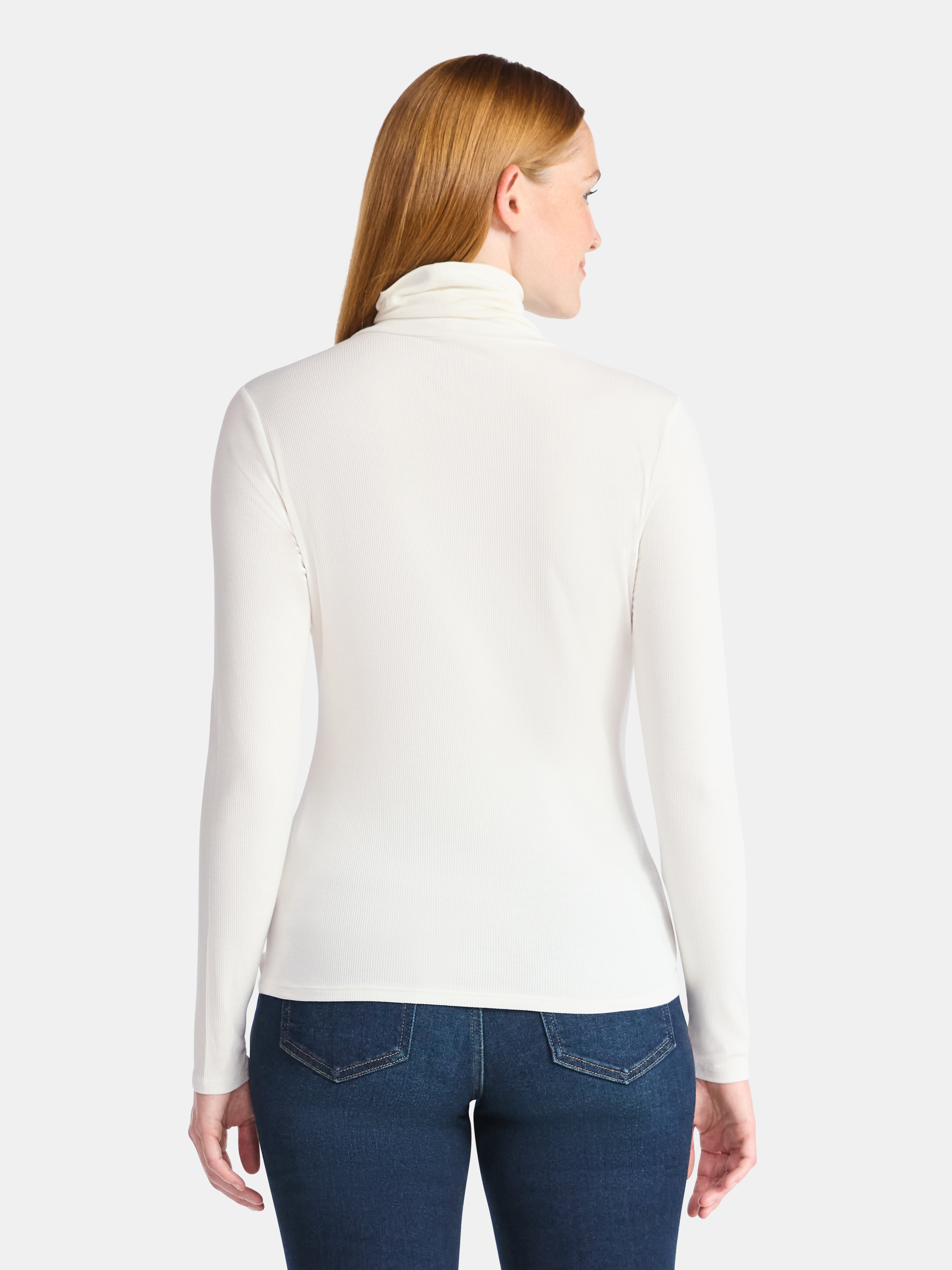 Time and Tru Women's Ribbed Turtleneck with Long Sleeves, Sizes XS-XXXL