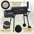 thumbnail image 4 of XF XINFENG 43 inch Charcoal Outdoor BBQ Grill Portable Offset Smoker with Wheels Side for Cooking Backyard Camping Picnics, Black, 4 of 9