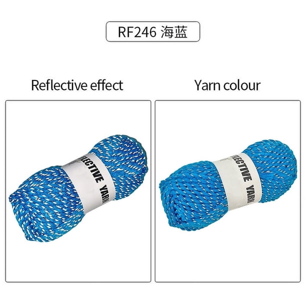 Zhuge 2 piezas de hilo reflectante, hilo plateado, para crochet, para gorros reflectantes de invierno cálidos y de alta visibilidad, 100 g, 110 yardas, azul