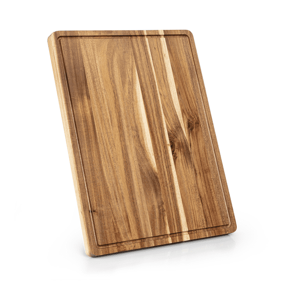 24'' x 18'' Acacia Wood Cutting Board, 1.2'' Thick Butcher Block Cutting Board with Deep Juice Groove, Extra Large Chopping Board with Side Handles for Meat, Vegetables, Fruit
