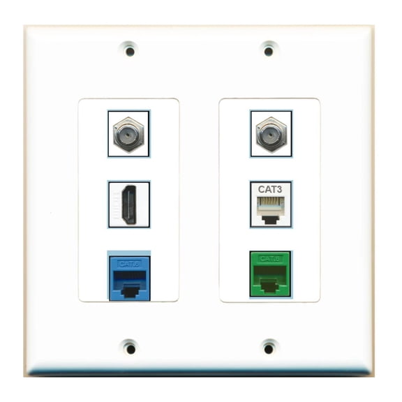 Ultra Spec Cables 6 Port Custom Keystone Wall Plate 2 Gang DecorZ