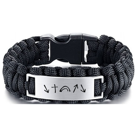 Men's Christ Faith Reminder Bracelet, Handmade He Came He Died He Rose He Ascended He Is Coming Back Sacred Symbol Paracord Cuff Bangle Christian Gifts for Man, 9'', Black