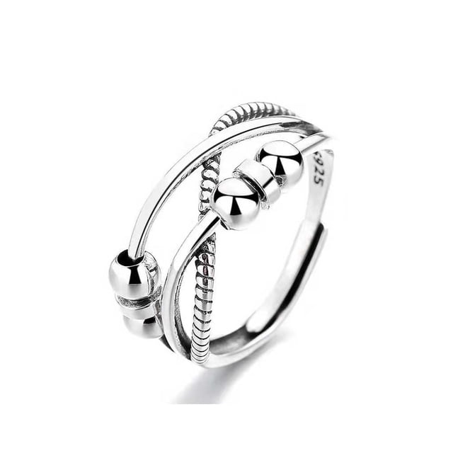 Qarigey Anillo de apertura para hombre y mujer, anillos ajustables, decoración de círculos, cuentas chapadas, joyería Unisex para adultos, Ropa, zapatos y accesorios Miscelánea tipo 4 Qarigey AP012684-04