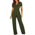 thumbnail image 1 of SHIXIAOO Combinaison Élégante pour Femme à Col en V Combinaison Longue Tailleur Pantalon Combishort Barboteuse Salopette Mignonne pour Femmes Salopette à Cordon pour Femme Pyjama Combinaison Ajustée pour Femme Col Roulé Manches Longues, 1 of 6