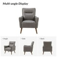 thumbnail image 6 of Faux Leather Upholstered Accent Chair Tufted Armchair Lounge Sofa Wood Legs Living Room Office Grey, 6 of 8