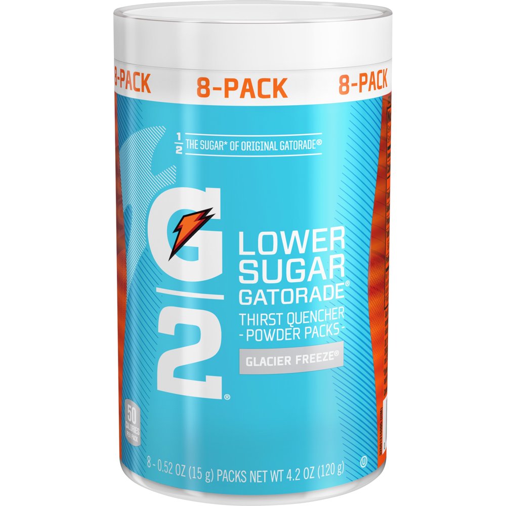 G2 Lower Sugar Gatorade Powder Packets, Glacier Freeze, 8 Packets