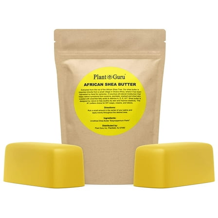 Raw African Shea Butter 2 lbs. Bar 100% Pure Natural Unrefined Organic YELLOW - Imported From Ghana - Ideal Moisturizer For Dry Skin, Body, Face And Hair Growth. Great For DIY Soap and Lip Balm Making