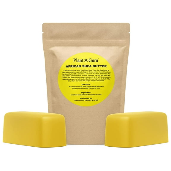 Raw African Shea Butter 2 lbs. Bar 100% Pure Natural Unrefined Organic YELLOW - Imported From Ghana - Ideal Moisturizer For Dry Skin, Body, Face And Hair Growth. Great For DIY Soap and Lip Balm Making