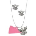 thumbnail image 1 of Delight Jewelry Acrylic 1.25" Hot Pink Megaphone Silver tone Guardian Angel Charm Necklace and Stud Earrings, 1 of 4