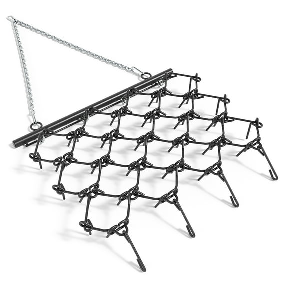 Heavy Duty Drag Harrow 4x4 Ft with4 Ft Chain, 3/8 Inch Tines for ATV, UTVs