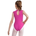 thumbnail image 2 of DPOIS Kids Girls Shiny Gymnastics Leotard Sleeveless Bodysuit Hot Pink 4, 2 of 7