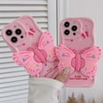 thumbnail image 4 of Cute Butterfly Stand for iPhone 13 Pro Case, [Kawaii Trendy 3D Butterfly] [Wings Folding Stand Design] for Girls Women Phone Shockproof Duty Cases Soft Cover-Pink, 4 of 15