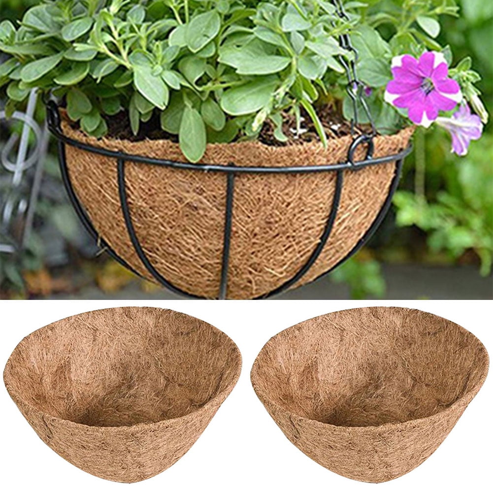 2Pcs Hanging Basket Coco Liners Replacement, 100 Natural Round Coconut Coco Fiber Planter