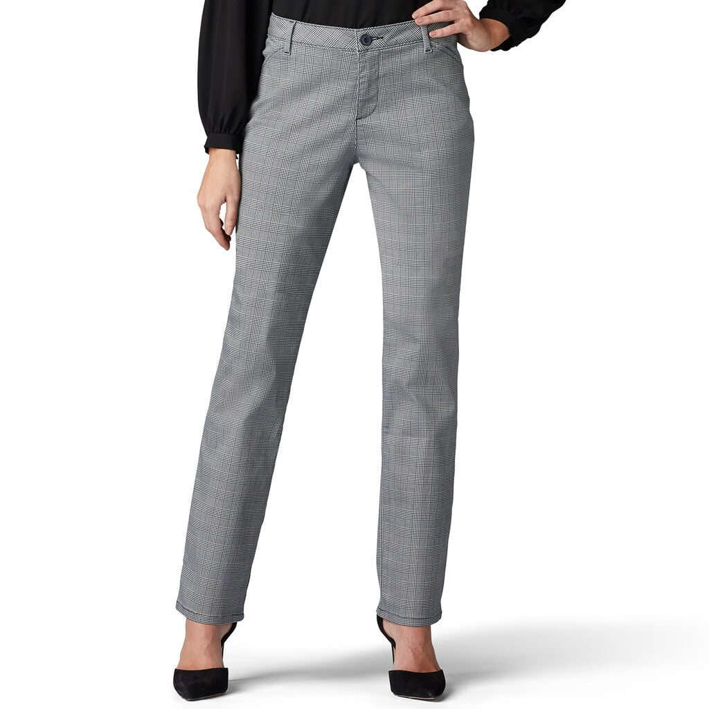 Women's Lee Relaxed Fit Straight-Leg Pants Imperial Blue Plaid - Walmart.com