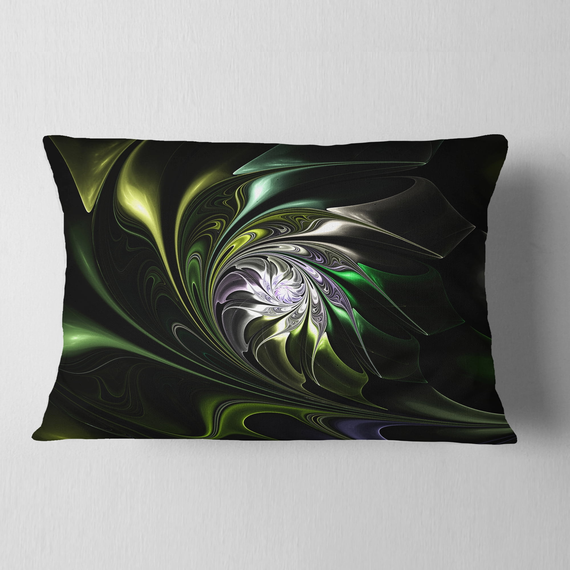 Designart 12" x 20" Green Polyester Throw Pillow