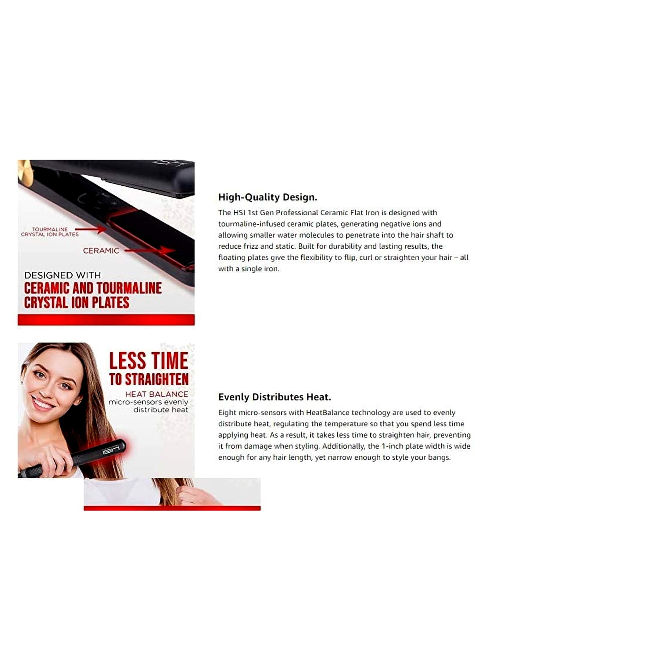 HSI Professional Glider | Ceramic Tourmaline Ionic Flat Iron Hair Straightener | Straightens & Curls with Adjustable Temp | Incl Glove, Pouch, & Travel Size Argan Oil Hair Treatment | Packaging Varies