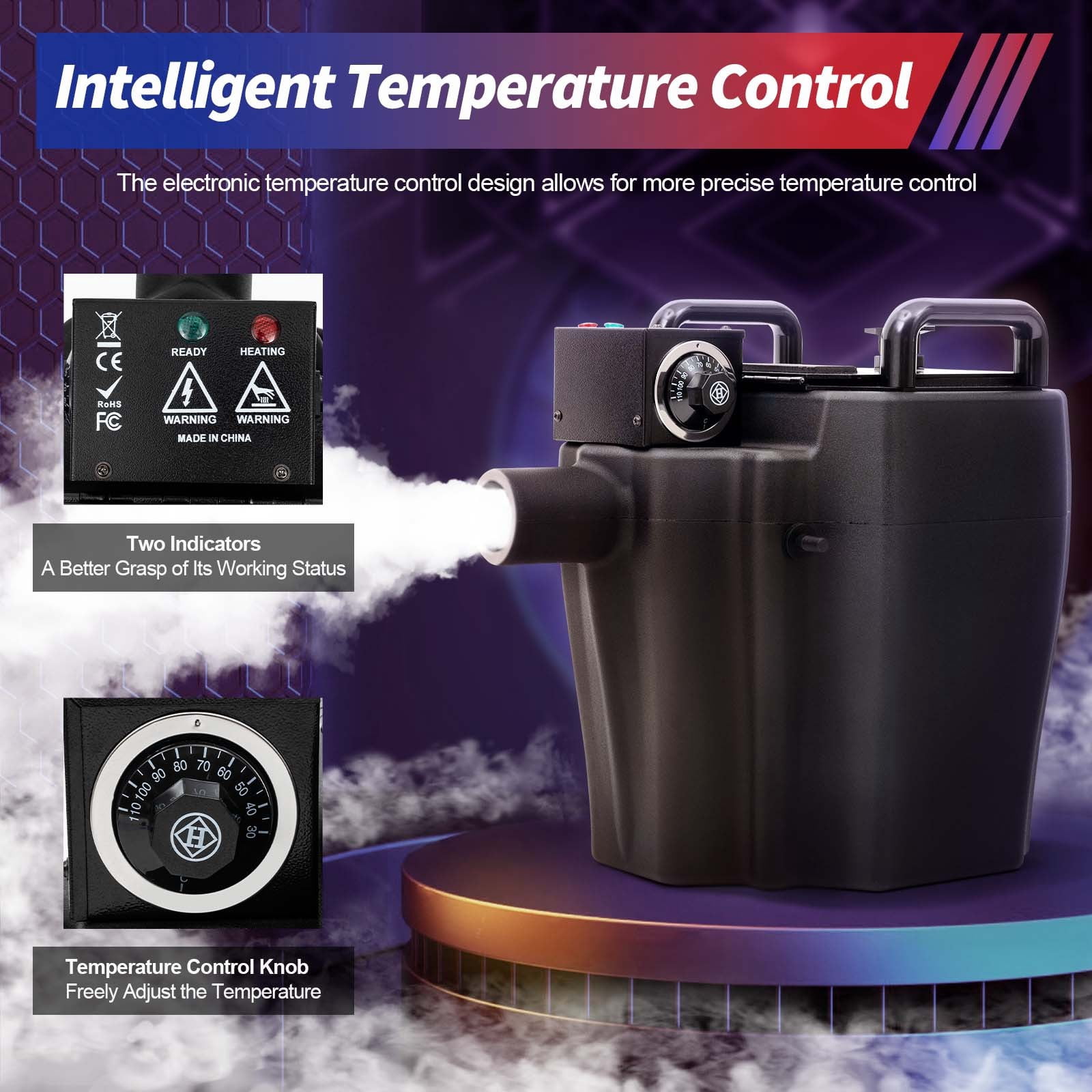 3500W Dry Ice Fog Machine, 110V Low Lying Smoke Fog Machine with Tube and Large Nozzle Jumbo Smoke Machine for Indoor Outdoor Stage Wedding Party Club DJ Stage Dry Ice Effect Fogger Machine