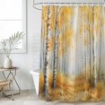 thumbnail image 4 of Yellow Fall Forest Bathroom Shower Curtains with 12 Hooks Polyester Waterproof Shower Curtain for Stalls and Bathtubs Autumn Trees Vintage Cottagecore Decorative Bathroom Privacy Curtain 72x78 Inches, 4 of 9