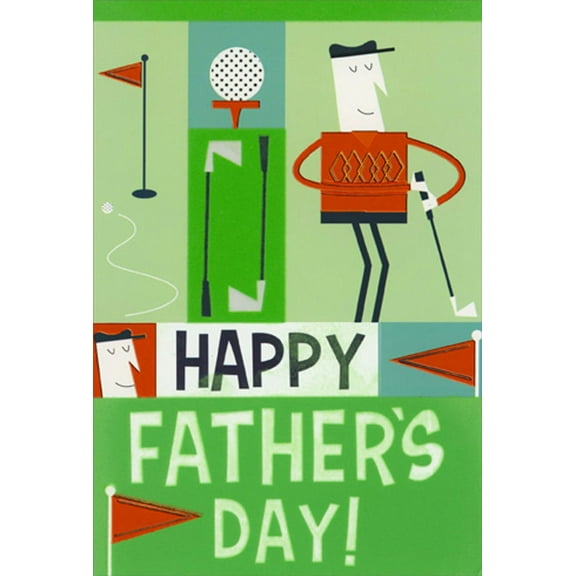 Pictura Golfer With Orange Foil Sweater Golf / Golfing Father's Day Card