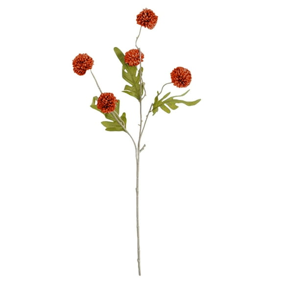 Faux Kiku Flowers Fall Flowers Artificial for Decoration Burnt Orange Autumn Floral Stems Assorted Silk Mums Balls for Vase Home Decor Arrangement Table