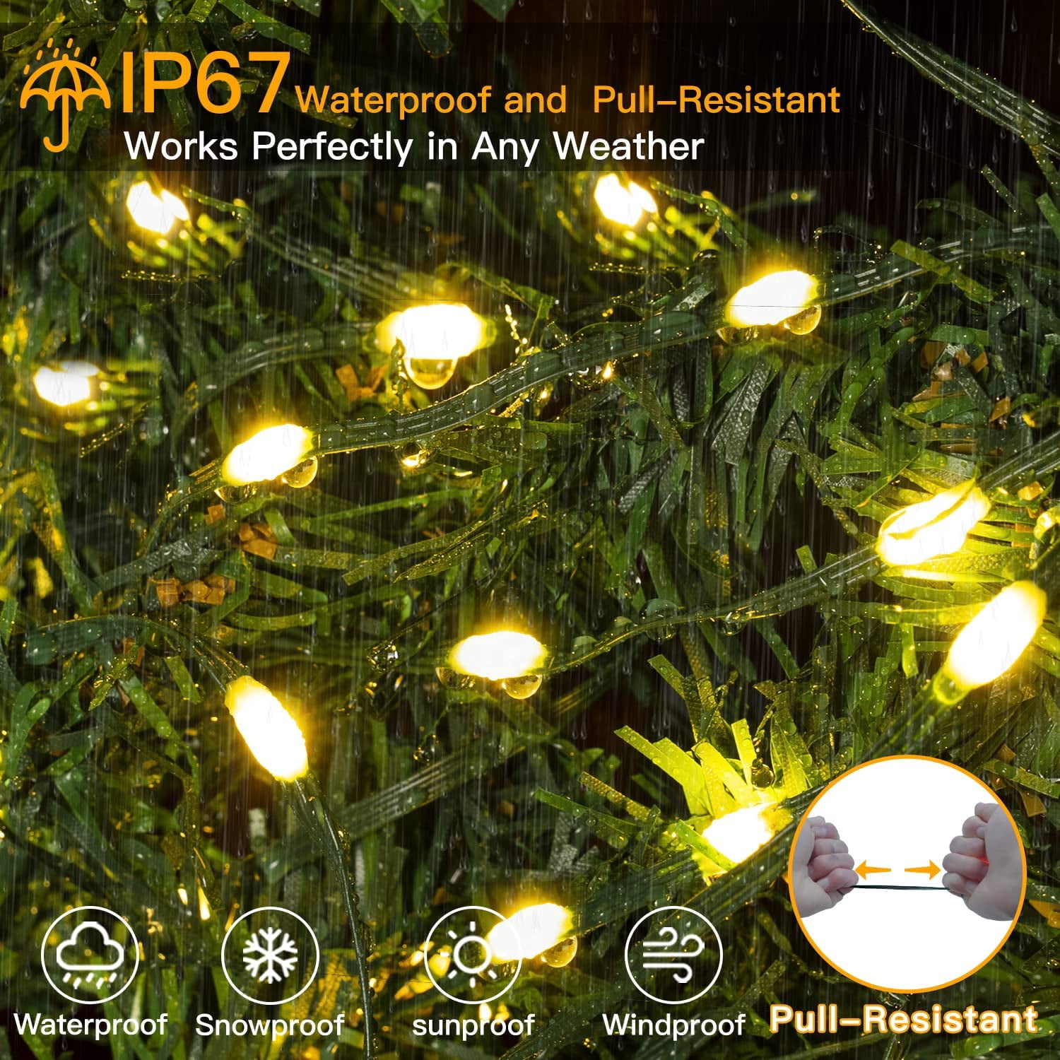 GooingTop LED Christmas Lights Outdoor,Total 108ft 200 LED Christmas Lights Plug in with 8 Modes,UL-Listed Warm White Christmas Twinkle Lights for Room Patio Wedding Christmas Outdoor Decor