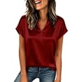 thumbnail image 3 of Babysbule Notch Neck Short Sleeve Blouse S-XXL Women's Casual Office Loose Fit Everyday Top, 3 of 9