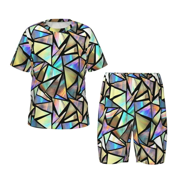 Balery Colored Glass Conjunto de Pijama Infantil de Manga Corta con Estampado – Ropa de Dormir de Algodón Suave-3X-Large