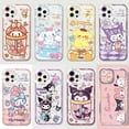 thumbnail image 2 of Bonita funda de teléfono Sanrio Kuromi Cinnamoroll para IPhone 15 Pro Max 14 11 12 13 Mini XR XS 7 8 6 6S Plus SE 2020 2022, cubierta transparente, 2 of 5