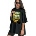 thumbnail image 3 of Plus Size Shirt for Women Oversized Black Tops for Women Short Sleeves Shirt for Women Flower Room 2 T Shirt Crewneck Shirt for Women M, 3 of 5