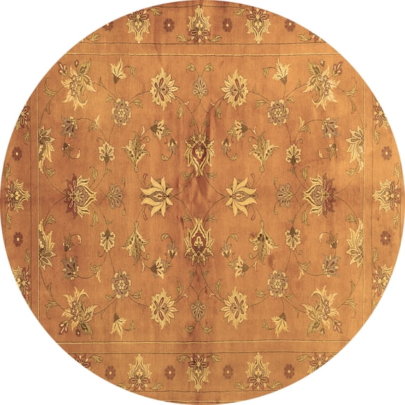Ahgly Company Indoor Round Abstract Brown Contemporary Area Rugs, 8' Round