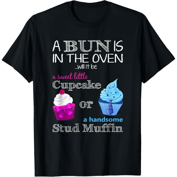 Cupcake Or Stud Muffin Gender Reveal Boy Or Girl T Shirt T-Shirt