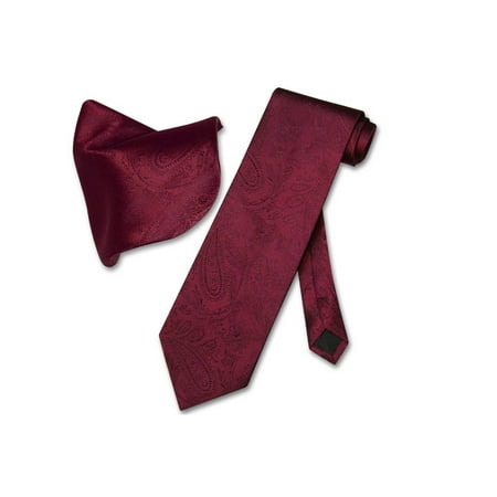 - Vesuvio Napoli Burgundy PAISLEY NeckTie Handkerchief Matching Men's Neck Tie Set