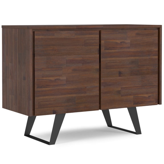 Simpli Home Lowry 41 inch Wide Solid Acacia Wood Modern Industrial 2 Door Sideboard Buffet in Distressed Charcoal Brown